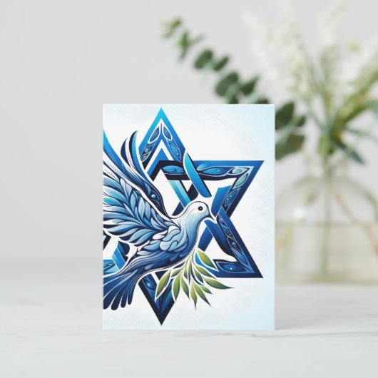 Blue Dove und Star von David Peace Postkarte (Stehend Vorderseite)