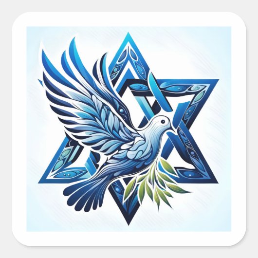 Blue Dove und Star von David Peace Quadratischer Aufkleber (Vorderseite)