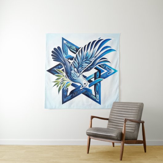Blue Dove und Star von David Peace Wandteppich (Beispiel (Horizontal))