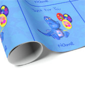 Blue Dragon And Balloons Personalized Birthday Geschenkpapier (Rolleneckpunkt)