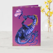 Blue Dragon and Butterfly Card Karte (Gelbe Blume)