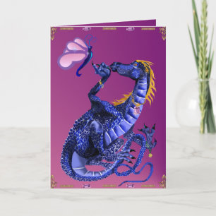 Blue Dragon and Butterfly Card Karte