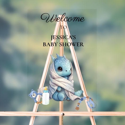 Blue Dragon Baby Dusche Danke Acrylschild (Neutral)
