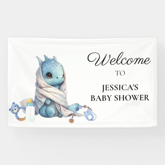 Blue Dragon Baby Dusche Danke Banner (Horizontal)