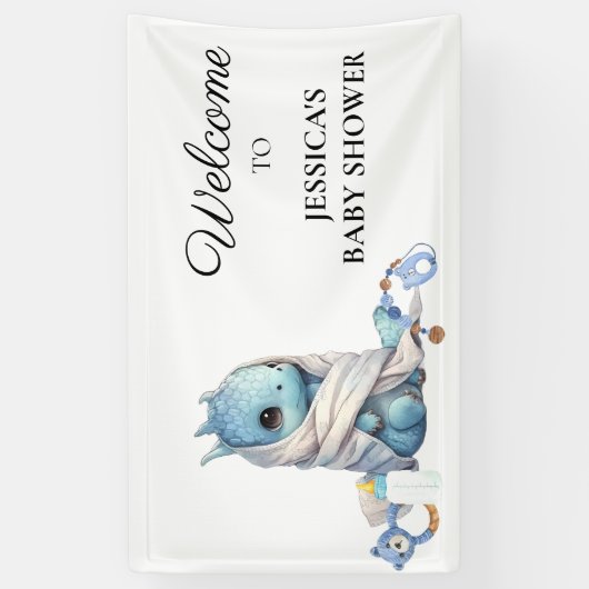 Blue Dragon Baby Dusche Danke Banner (Vertikal)