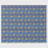 Blue Dragon Birthday Wrapping Paper Geschenkpapier (Flach)