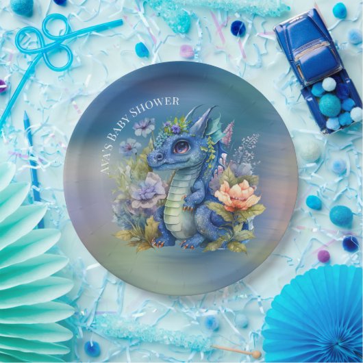 Blue Dragon Boy Baby Dusche Pappteller (Party)