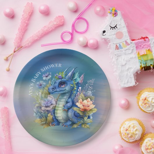 Blue Dragon Boy Baby Dusche Pappteller (Party)