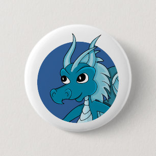 Blue Dragon Cartoon Button