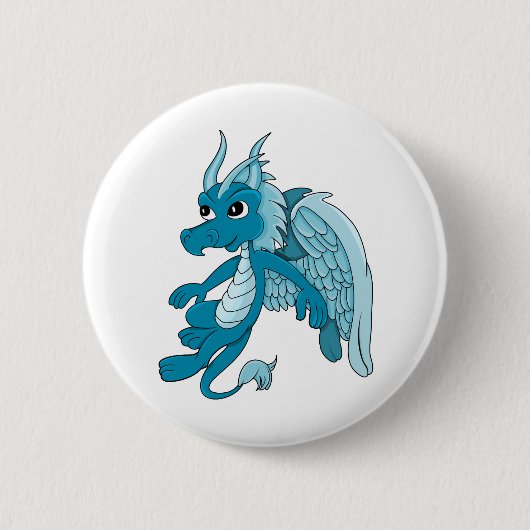 Blue Dragon Cartoon Button (Vorderseite)