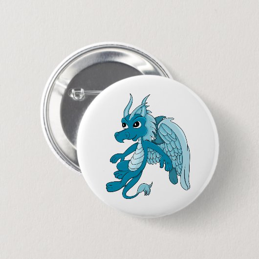 Blue Dragon Cartoon Button (Vorne & Hinten)