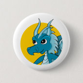 Blue Dragon Cartoon Button (Vorderseite)