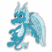 Blue Dragon Cartoon Custom-Cut Vinyl Sticker (Vorderseite)