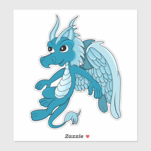 Blue Dragon Cartoon Custom-Cut Vinyl Sticker (Blatt)