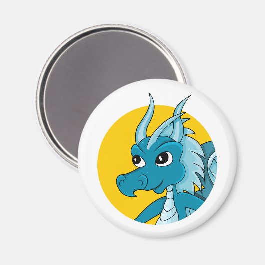 Blue Dragon Cartoon Magnet (Vorderseite/Rückseite)