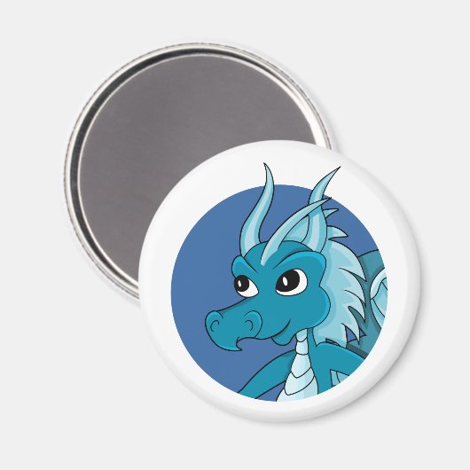 Blue Dragon Cartoon Magnet (Vorderseite/Rückseite)