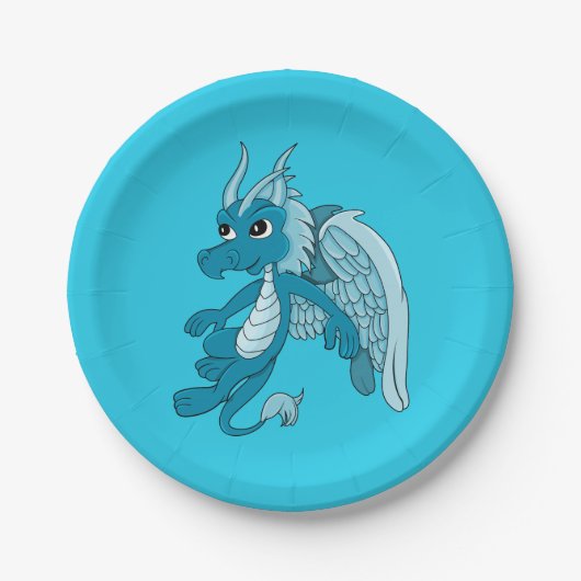 Blue Dragon Cartoon Pappteller (Vorderseite)
