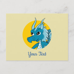Blue Dragon Cartoon Postcard Postkarte