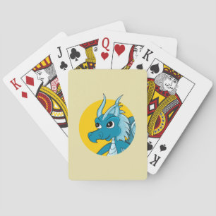 Blue Dragon Cartoon spielt Karten Spielkarten