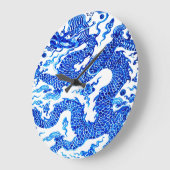 Blue Dragon Chinese Vase Modern Acryllic Designer Große Wanduhr (Winkel)