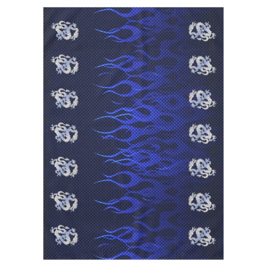 Blue Dragon Chrome wie Carbon Fibre Flammen Tischdecke (Vorderseite)