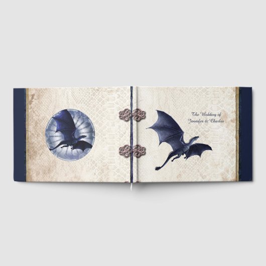 Blue Dragon Fantasy Wedding Gästebuch (Voll)
