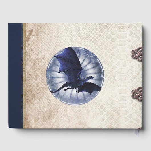 Blue Dragon Fantasy Wedding Gästebuch (Rückseite)