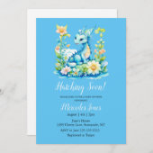 Blue Dragon Floral Hatching Bald Baby Dusche Einladung (Vorne/Hinten)