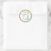 *~* Blue Dragon Glitzer Kinderdusche Vielen Dank Runder Aufkleber (Tasche)