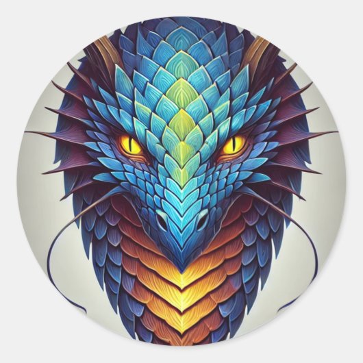 Blue Dragon Head Runder Aufkleber (Vorderseite)