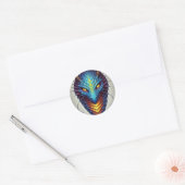 Blue Dragon Head Runder Aufkleber (Umschlag)