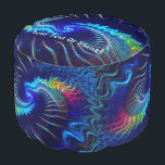 Blue Dragon Hocker<br><div class="desc">Ein primär blaues Fraktal mit rot, grün und gelb hervorgehobenen Highlights, die auf Drachenhaut hindeuten. Fügen Sie oben Ihren eigenen Text hinzu.</div>