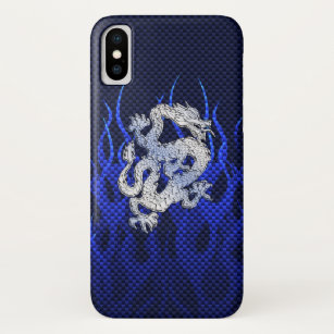 Blue Dragon in Chrome Carbon ähnlichen Flammen Case-Mate iPhone Hülle