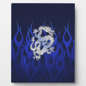 Blue Dragon in Chrome Carbon Fiber Stile Fotoplatte (Vorderseite)