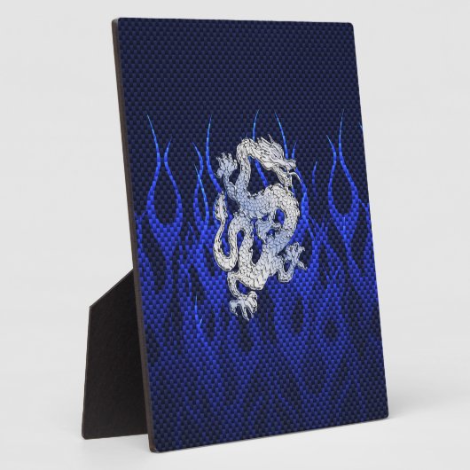 Blue Dragon in Chrome Carbon Fiber Stile Fotoplatte (Seite)
