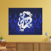 Blue Dragon in Chrome Carbon Fiber Stile Leinwanddruck (Insitu (Wohnzimmer))