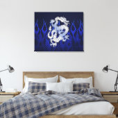 Blue Dragon in Chrome Carbon Fiber Stile Leinwanddruck (Insitu (Schlafzimmer))
