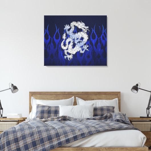 Blue Dragon in Chrome Carbon Fiber Stile Leinwanddruck (Insitu (Schlafzimmer))