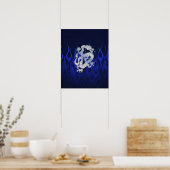 Blue Dragon in Chrome Carbon Fiber Stile Poster (Küche)