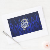 Blue Dragon in Chrome Carbon Fiber Stile Rechteckiger Aufkleber (Umschlag)