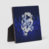 Blue Dragon in Chrome Carbon Racing Flammen Fotoplatte (Vorderseite)