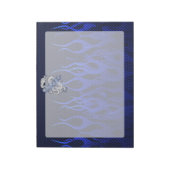 Blue Dragon in Chrome Carbon Racing Flammen Notizblock (Rotiert)