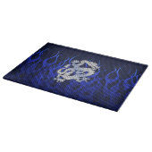 Blue Dragon in Chrome Carbon Racing Flammen Schneidebrett (Ecke)