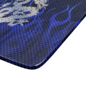 Blue Dragon in Chrome Carbon Racing Flammen Schneidebrett (Ecke)