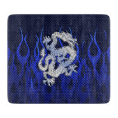 Blue Dragon in Chrome Carbon Racing Flammen Schneidebrett (Vorderseite)