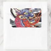Blue Dragon Japanisches Tattoo-Design Rechteckiger Aufkleber (Tasche)