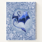 Blue Dragon of Winter Snowflakes Fantasy Art Notizblock (Rückseite)