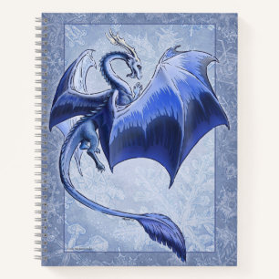 Blue Dragon of Winter Snowflakes Fantasy Art Notizblock