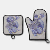 Blue Dragon Ofenhandschuh & Topflappen-Set (Vorderseite)