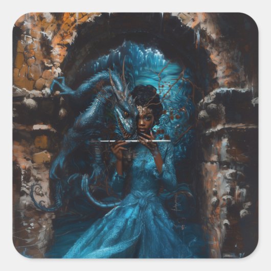 Blue Dragon Quadratischer Aufkleber (Vorderseite)